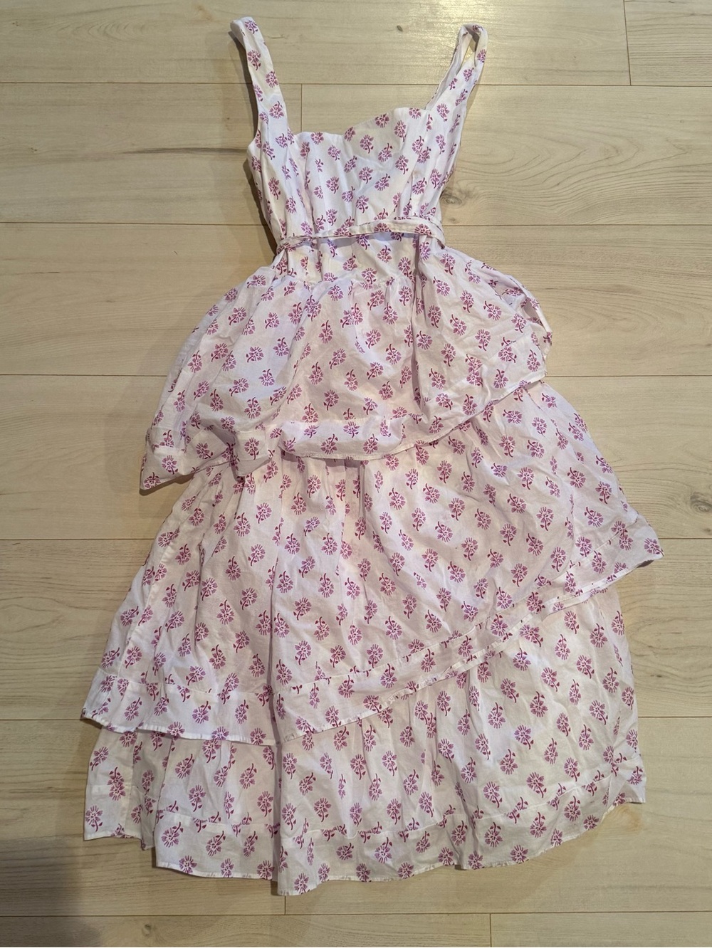 J. Crew White Midi Dress with Purple Floral Motif